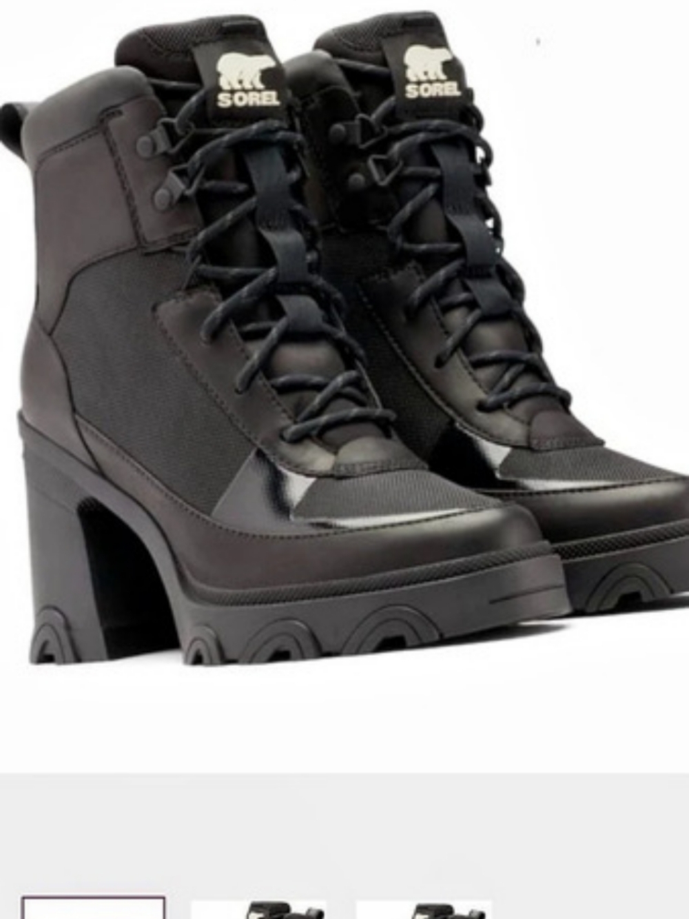 Sorel Women's Brex Platform Heel Lace boots in black, size 8. Nwob